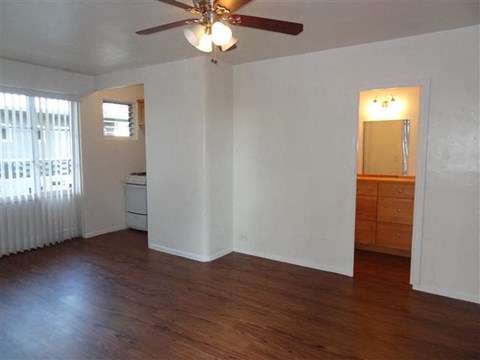 Moana Vista Studio Living Area and bathroom