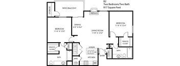 Trails of Walnut Creek 2 Bedroom 2 Bathroom B-2 Floorplan