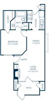 Trellis at Lake Highlands 1 Bedroom 1 Bath A1 Floorplan Trellis at Lake Highlands 1 Bedroom 1 Bath A1 Floorplan