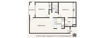 The Plaza on California The Catalina Two Bedroom Floorplan