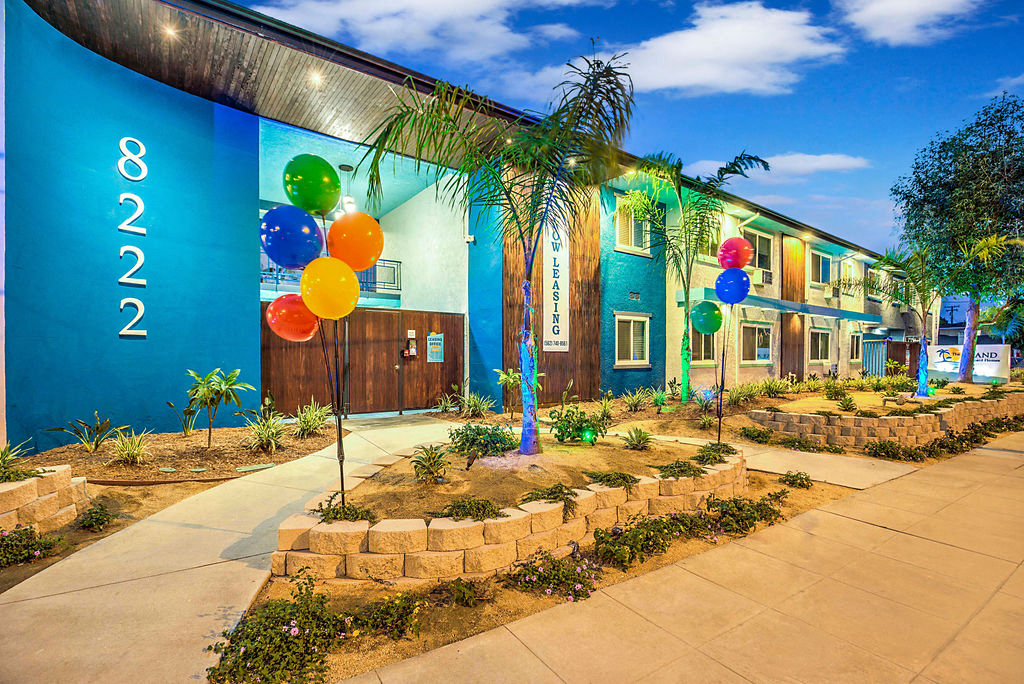 The Island Apartments exterior building pathway