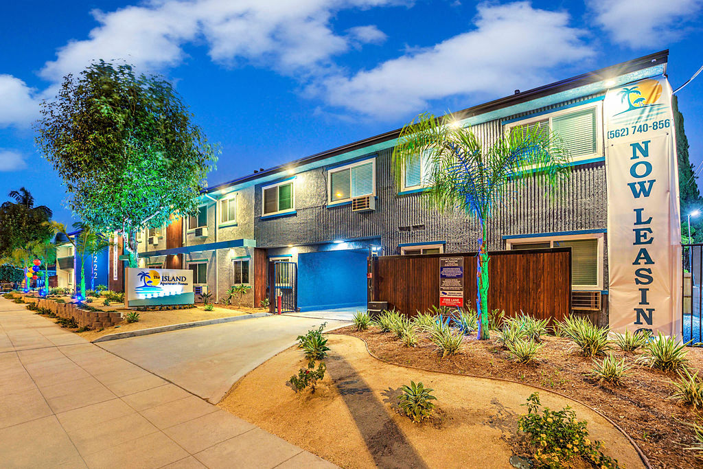 The Island Apartments view from sidewalk
