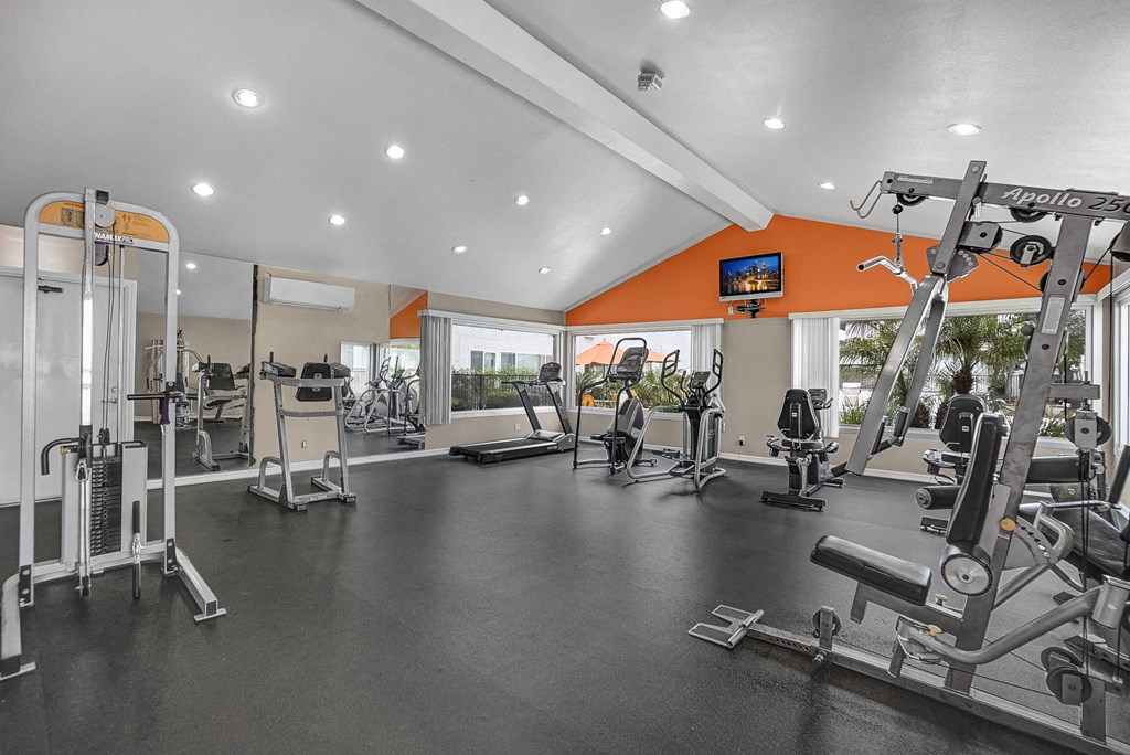 the gym at the enclave at woodbridge apartments in sugar land, tx
