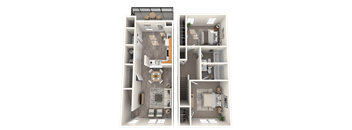Country Ranch two bedroom two bathroom townhome floorplan