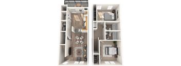Bull Run two bedroom two bathroom townhome floorplan