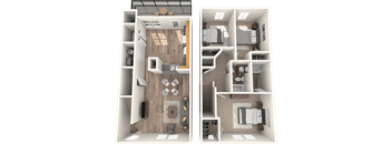 Bull Run three bedroom two bathroom townhome floorplan
