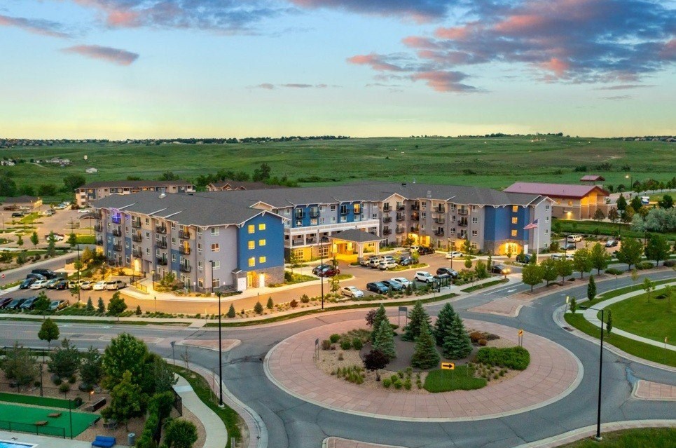 Traditions at Lafayette sunset aerial view