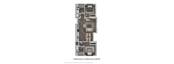 El Jardin Two Bedroom Two Bathroom 2B and 2C floor plan