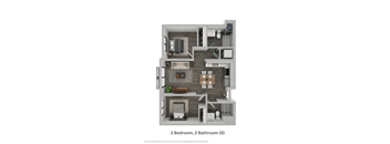 El Jardin two bedroom two bathroom unit type 2D market floor plan