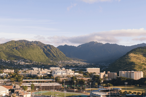 a view of the city ofacas with mountains in the background