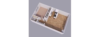 a small apartment with a wooden floor royalty free 3d model preview no. 1