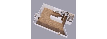 a studio apartment 3d layout