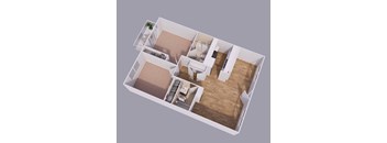 a small apartment with an open floor plan royalty free 3d model preview no. 1