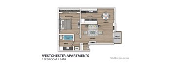 Westchester one bedroom one bathroom floorplan