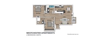 Westchester two bedroom one bathroom floorplan