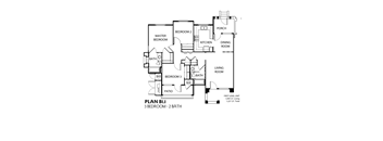 A floor plan of a 3 bedroom, 2 bathroom house with a living room, dining room, kitchen, and porch.