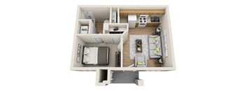 Whispering Palms one bedroom one bathroom floorplan