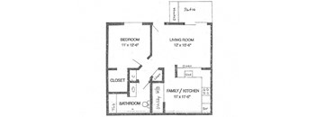 Englewood Garden Villas 1 Bedroom 1 Bathroom Floorplan Image