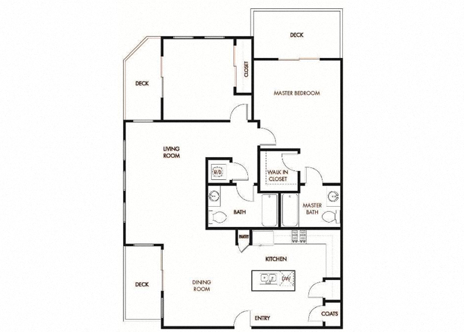 YOLO West two bed two bath floor plan