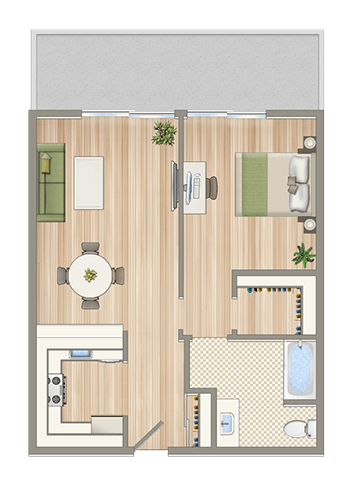 a floor plan of a house with a bedroom and a bathroom