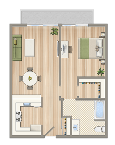a floor plan of a house with a bedroom and a bathroom