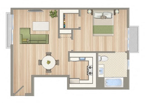 1422 on 7th One Bedroom One Bathroom A Floorplan