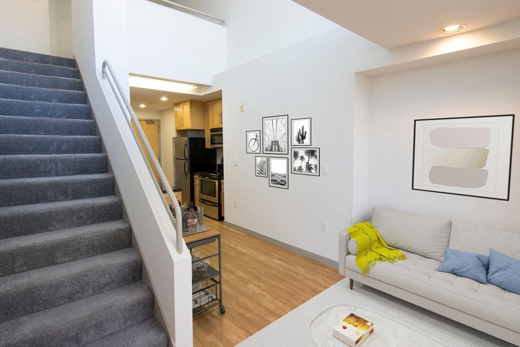 olympic studios living room with stairs