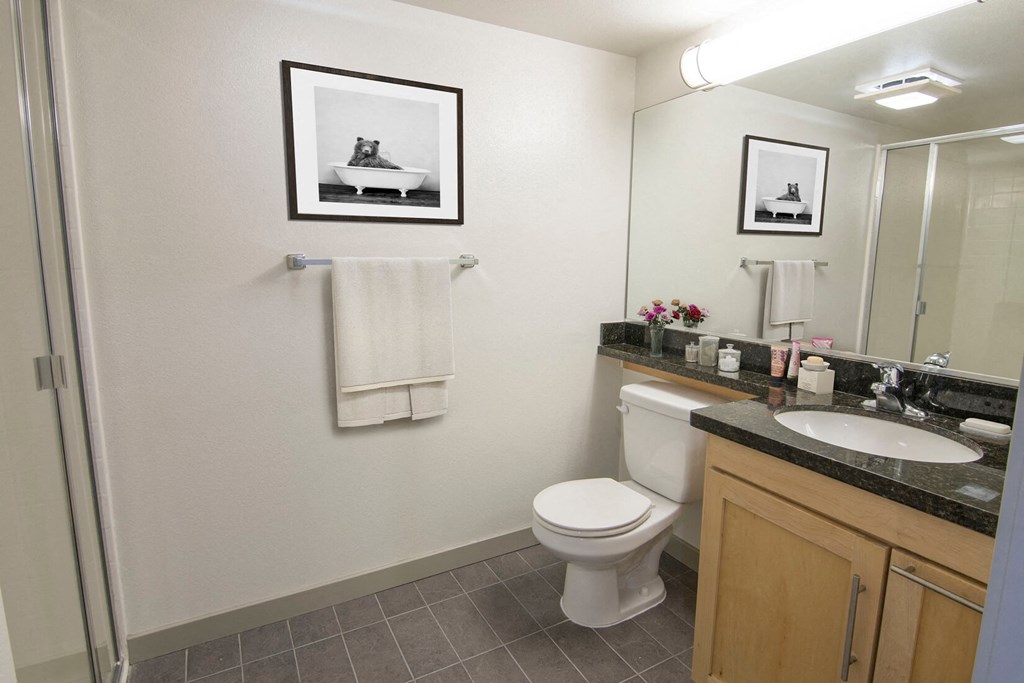 olympic studios bathroom with vanity