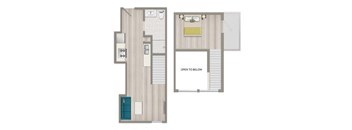 orient floor plan of a home with a bedroom and a living room