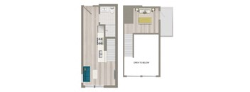 a floor plan of a home with a bedroom and a living room