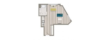 a floor plan of a house with a bedroom and a bathroom