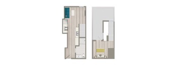 a floor plan of a room with a bathroom and a mirror