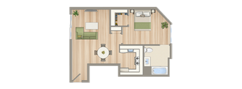 a floor plan of a house with a bedroom and a bathroom