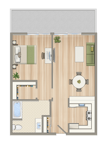 a floor plan of a house with a bathroom and a living room
