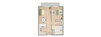 a floor plan of a house with a bedroom and a bathroom