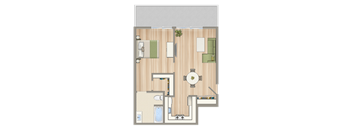 a floor plan of a house with a bedroom and a bathroom