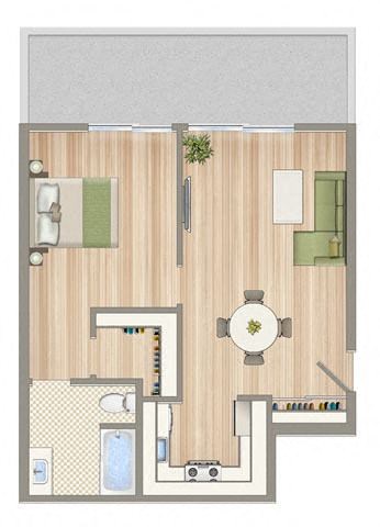 a floor plan of a house with a bathroom and a living room
