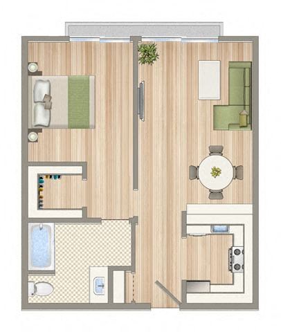 a floor plan of a room with a bathroom and a bedroom