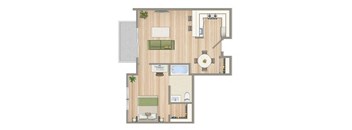 a floor plan of a house with a bedroom and a bathroom