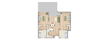 a floor plan of a house with a bedroom and a living room