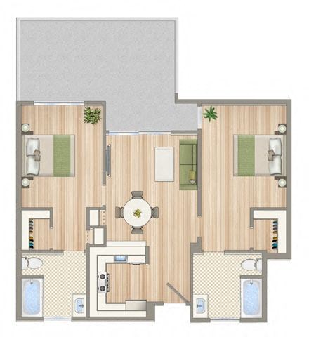a floor plan of a house with a bedroom and a living room