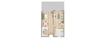 a floor plan of a room with a bedroom and a bathroom