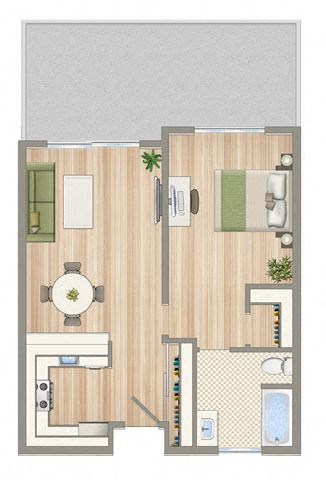 a floor plan of a room with a bedroom and a bathroom
