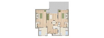 a floor plan of a house with a bedroom and a living room