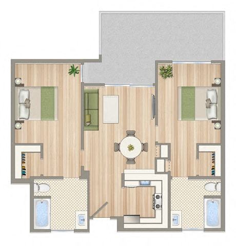 a floor plan of a house with a bedroom and a living room