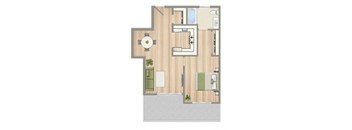 a floor plan of a house with a bedroom and a bathroom