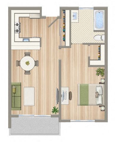 a floor plan of a house with a bedroom and a living room