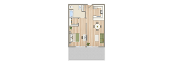 a floor plan of a house with a bathroom and a living room