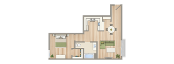 a floor plan of a house with a bedroom and a bathroom