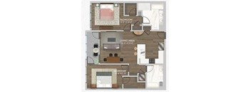 A floor plan shows a living area of 14.0 x 14.0 feet and two bedrooms, one measuring 13.0 x 12.0 feet and the other 13.0 x 